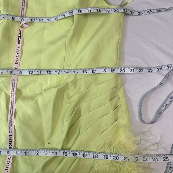 NWD IEENA Mac Duggal [ 16 ] 111626 Feather Sleeveless Faux Wrap Dress Lime Green - Picture 5 of 16